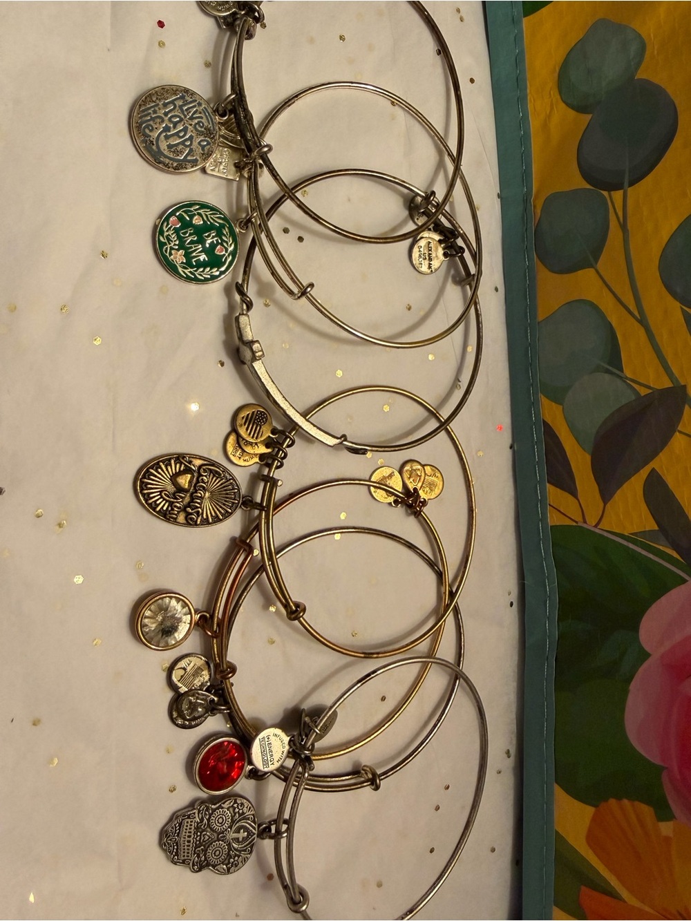 Alex and Ani Mixed Metal Charm Bangle Set with Charms